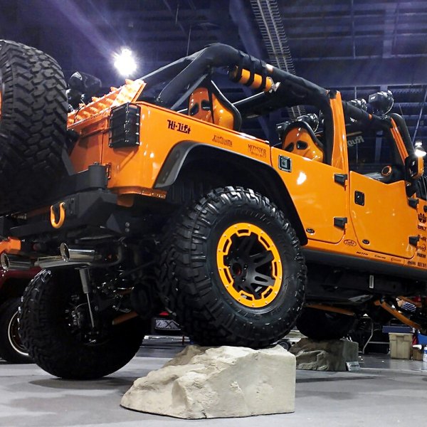 RUGGED RIDGE® - 15301 Satin Black with Orange Rim Protector on Jeep Wrangler