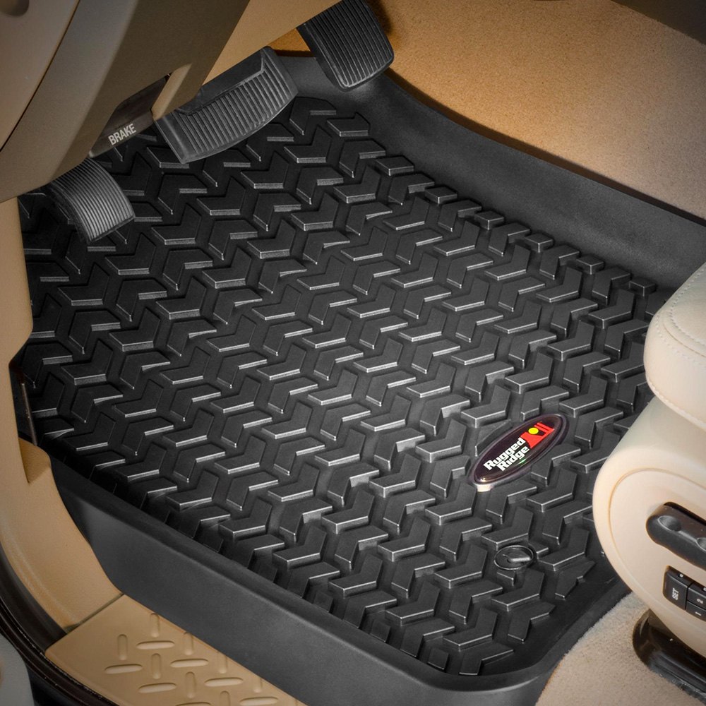 Rugged Ridge All-Terrain DMC-12920.22 Black Front Row Floor Liner For Select Jeep CJ7 and Wrangler Models 12975.11-Parent