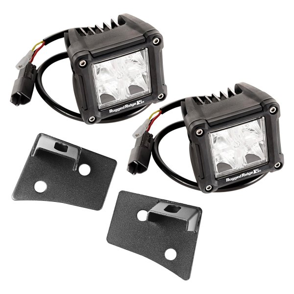 Rugged Ridge® 11027.20 - A-Pillar Mounted 3" 2x10W Cube Textured Black