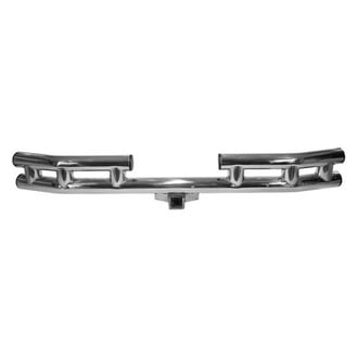 Rugged Ridge® - Full Width Raw Rear Tubular Bumper with Hitch Mount and Tire Carrier Mount