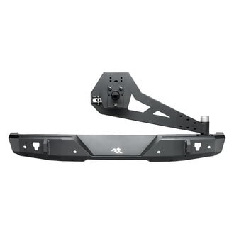 Rugged Ridge® - Full Width Black Powder Coated Rear HD Bumper with Swingout Tire Carrier