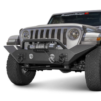 Rugged Ridge® - Spartan Full Width Front Winch HD Bumper with Overrider Hoop