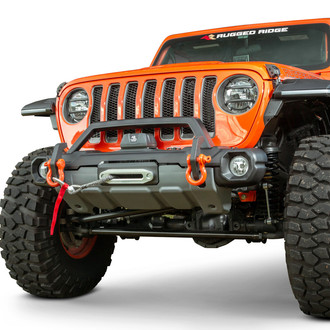 Rugged Ridge® - Venator Stubby Front HD Winch Bumper with Hoop