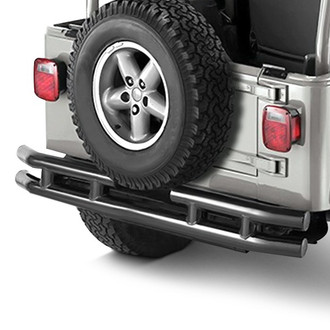 Rugged Ridge® - 3" Full Width Textured Black Rear Tubular Bumper