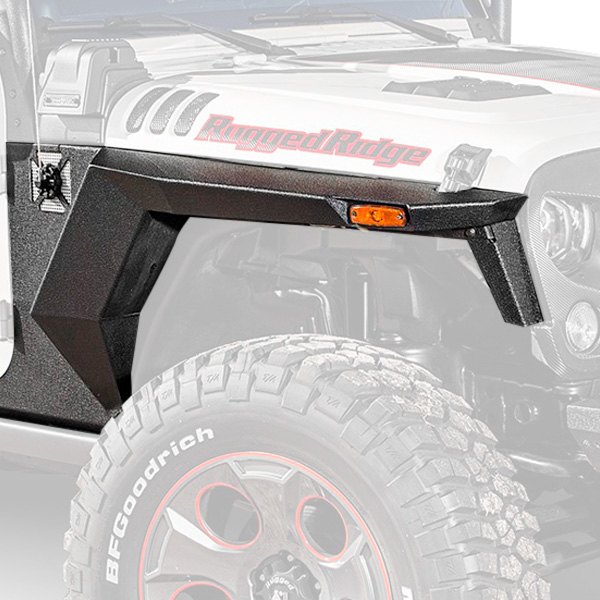 Rugged Ridge® - XHD Textured Black Powder Coat Steel Front and Rear Armor Fenders with Inner Liners
