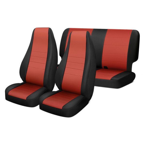  Rugged Ridge® - Neoprene 1st & 2nd Row Black & Red Seat Covers