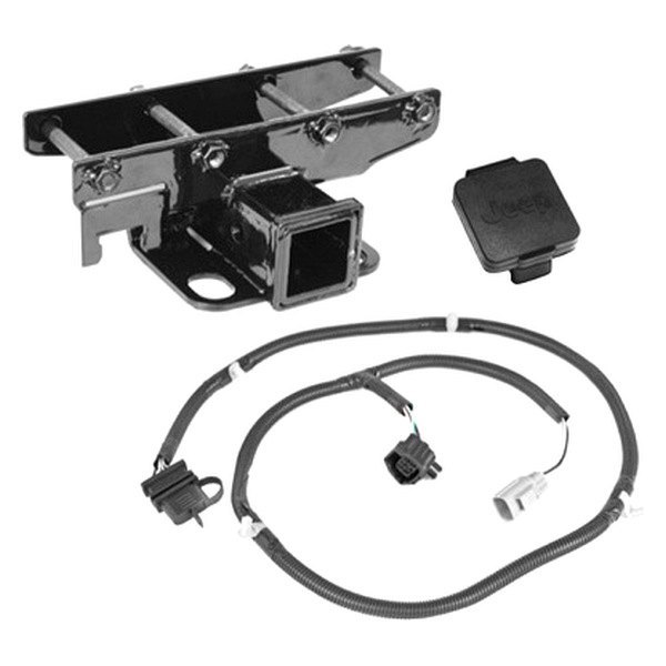 Rugged Ridge® - Class 1 Black Trailer Hitch Kit with Jeep Hitch Cover