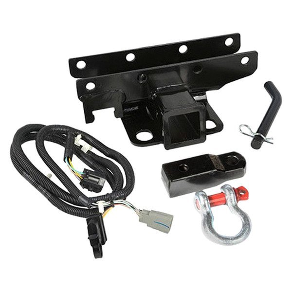 Rugged Ridge® - Class 1 Black Trailer Hitch Kit with 2" Receiver Hitch, Wiring Harness, D-Shackle Assembly and Hitch Pin