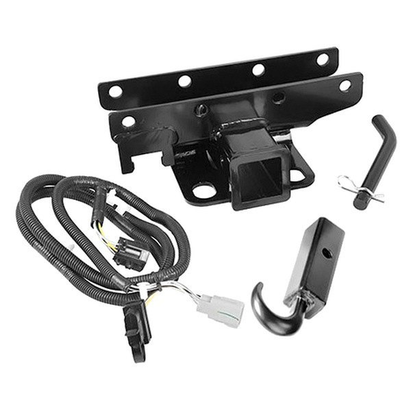 Rugged Ridge® - Class 1 Black Trailer Hitch Kit with 2" Receiver Hitch, Wiring Harness, Recovery Hook and Hitch Pin