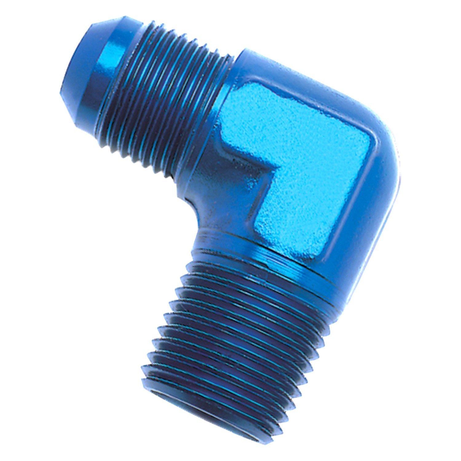 Edelbrock/Russell 660840 Blue Anodized Aluminum 6AN 90-Degree Flare to 3/8 Pipe Adapter Fitting
