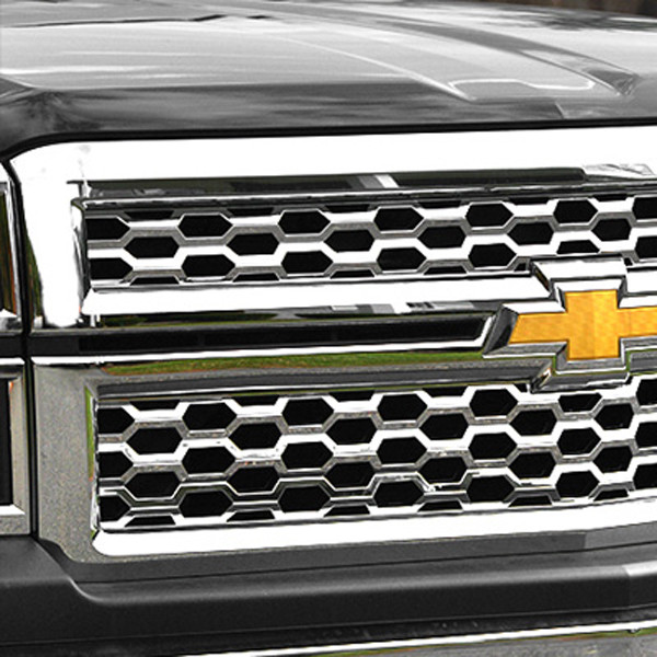 2014-2015 Chevy Silverado LTZ Front Bumper Mesh Chrome Grille 2014-2015 Chevy Silverado LTZ Front Bumper Mesh Chrome Grille