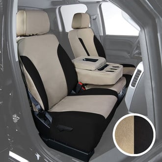 Saddleman® - Canvas 1st Row Tan with Black Custom Seat Covers
