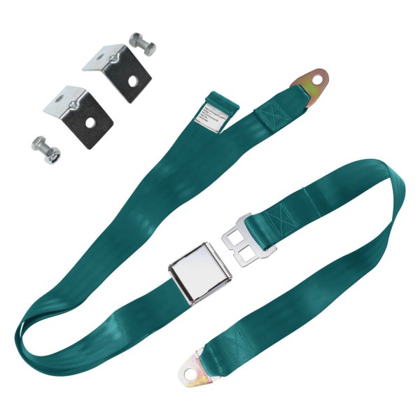 SafeTBoy® - 2-Point Airplane Buckle Lap Seat Belt Kit with Anchor Plate Hardware Pack, Aqua