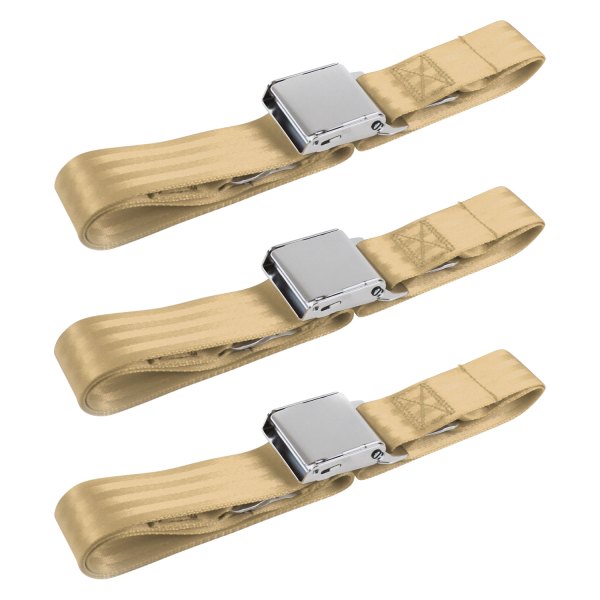 SafeTBoy® - 2-Point Airplane Buckle Lap Bench Seat Belts, Tan