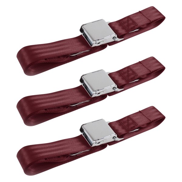 SafeTBoy® - 2-Point Airplane Buckle Lap Bench Seat Belts, Burgundy