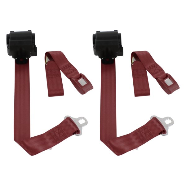 SafeTBoy® - 2-Point Standard Buckle Retractable Bucket Seat Belts, Burgundy
