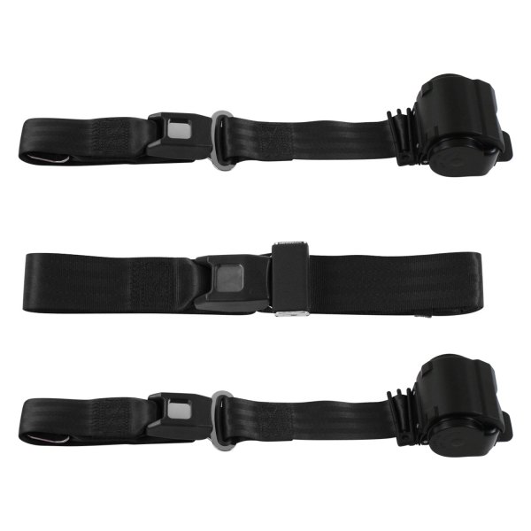 SafeTBoy® - 2-Point Standard Buckle Retractable Bench Seat Belts, Black