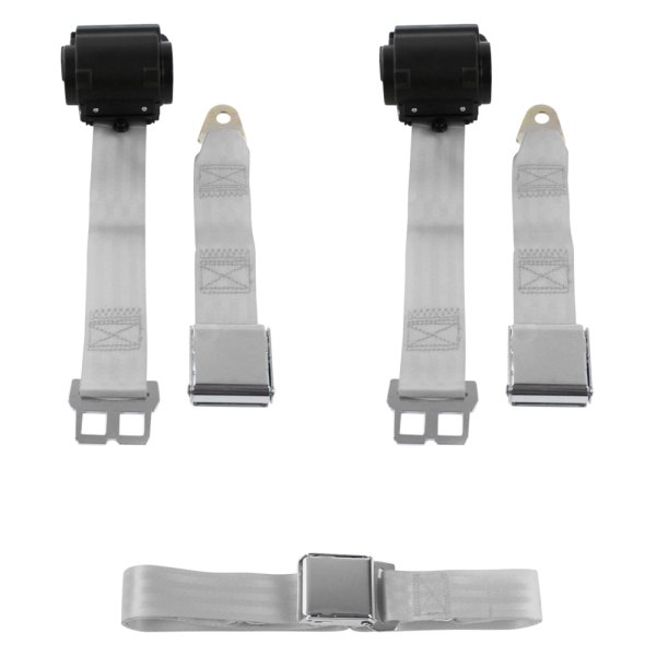 SafeTBoy® - 2-Point Airplane Buckle Retractable Bench Seat Belts, Gray