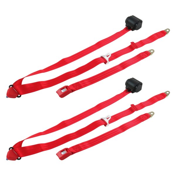 SafeTBoy® - 3-Point Standard Buckle Retractable Bucket Seat Belts, Red