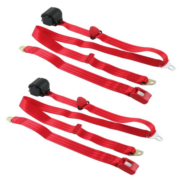 SafeTBoy® STBCF960 3Point Standard Buckle Retractable Bucket Seat Belts, Red