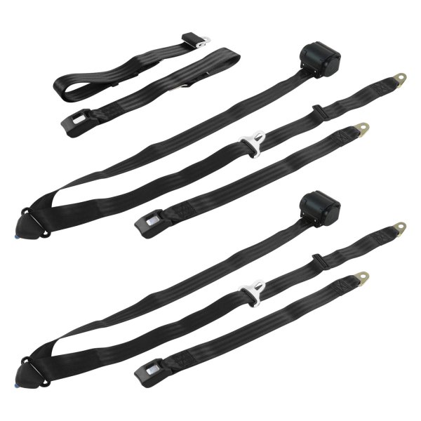 SafeTBoy® - 3-Point Standard Buckle Retractable Bench Seat Belts, Black
