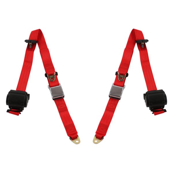 SafeTBoy® - 3-Point Airplane Buckle Retractable Bucket Seat Belts, Red