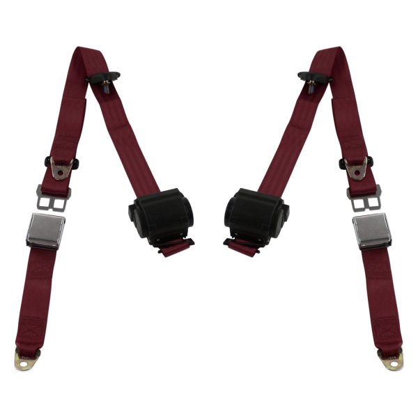 SafeTBoy® - 3-Point Airplane Buckle Retractable Bucket Seat Belts, Burgundy