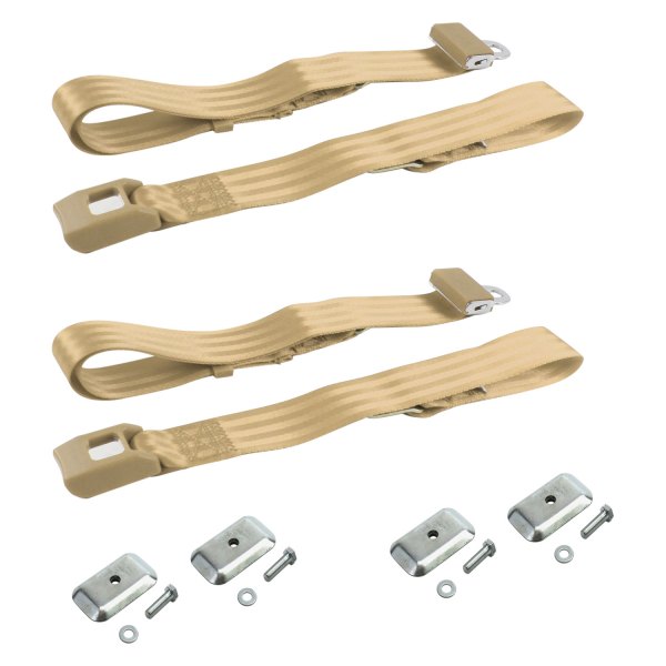 SafeTBoy® STBD12BD 2Point Standard Bucket Lap Seat Belts with Bracketry, Tan