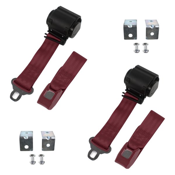 SafeTBoy® - 2-Point Standard Buckle Retractable Bucket Seat Belts with Bracketry, Burgandy