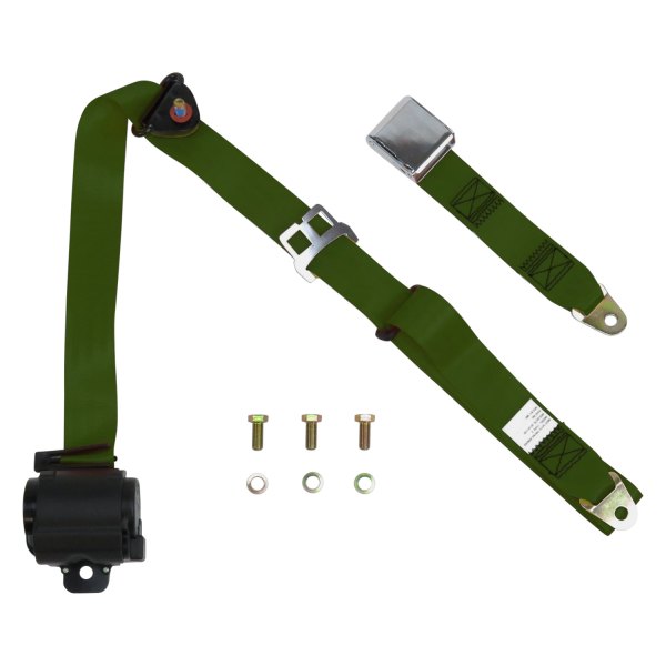 SafeTBoy® - 3-Point Airplane Lift Buckle Interior Retractable Safety Seat Belt, Army Green