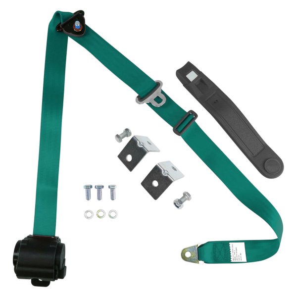 SafeTBoy® - 3-Point Standard Push Button Buckle Retractable Safety Seat Belt with Angled Mounting Brackets, Aqua