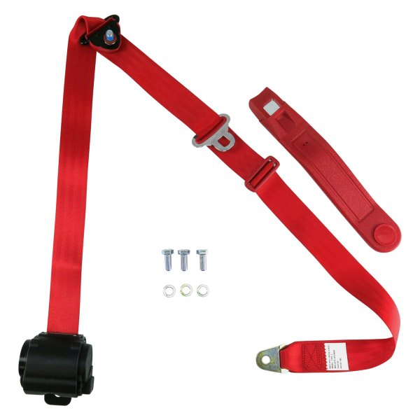 SafeTBoy® - 3-Point Standard Push Button Buckle Interior Retractable Safety Seat Belt, Red