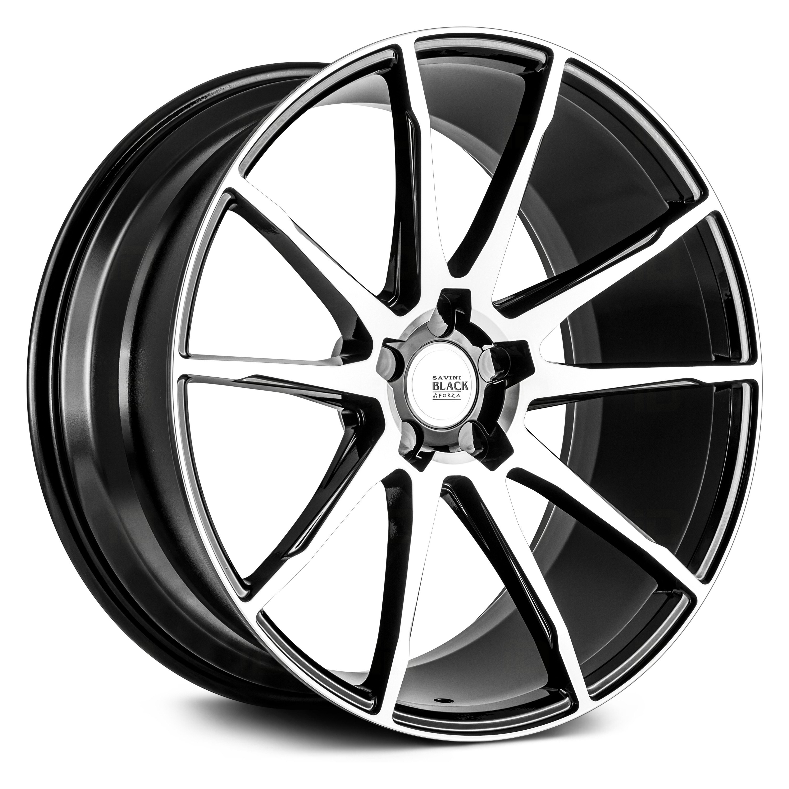 SAVINI® BM-12 Wheels - Black with Machined Face and Stripe Rims