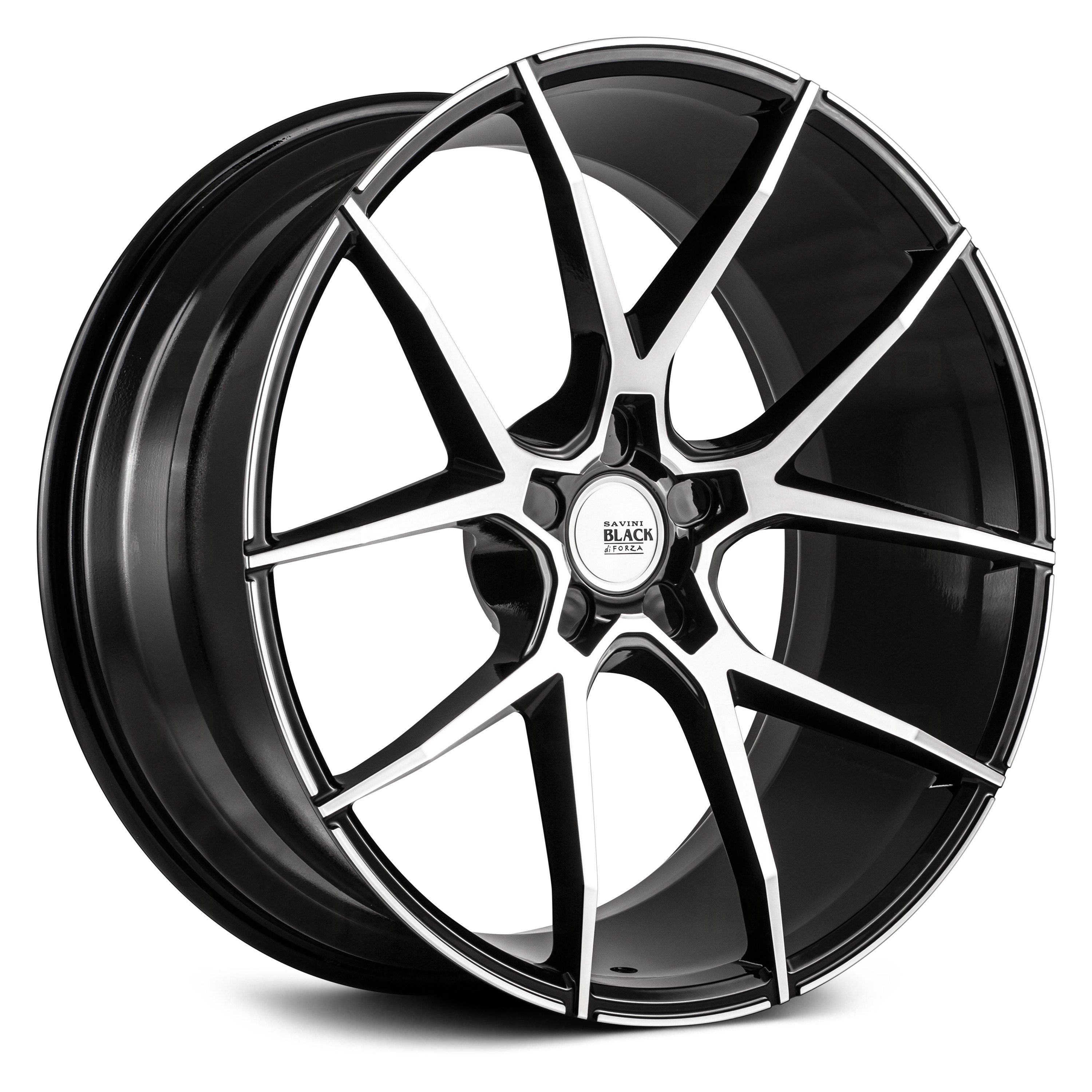 SAVINI® BM-14 Wheels - Black with Machined Face and Stripe Rims