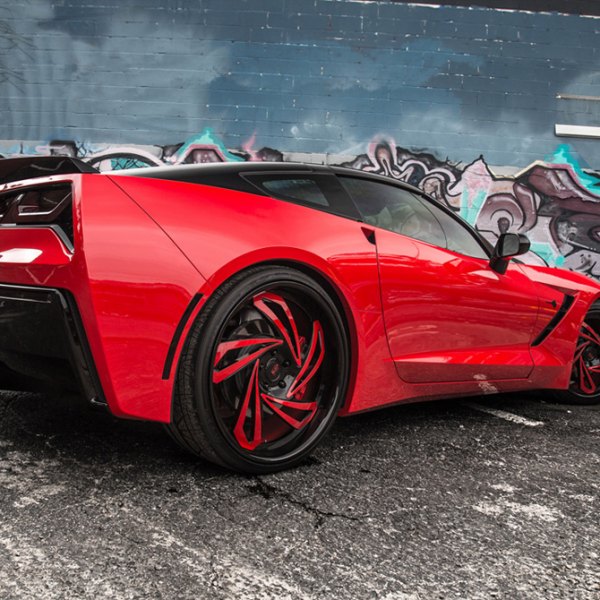 SAVINI® - Diamond Lazio Black with Red Accents on Red Corvette C7