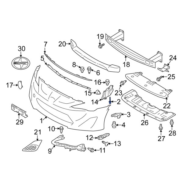 Scion OE SU00302940 - Front Bumper Cover Rivet