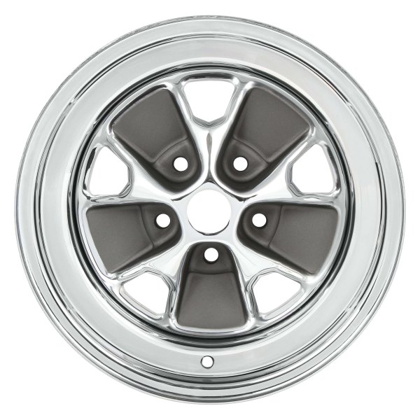 Scott Drake® - 15 x 7 5-Spoke Chrome with Black Accents Steel Factory Wheel (Replica)
