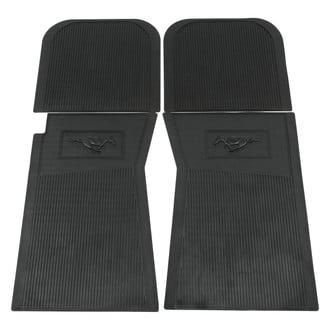 Scott Drake® - 1st & 2nd Row Black Rubber Floor Mat Set with Running Horse Logo