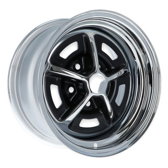 Scott Drake® - Chrome with Black Accents 14x7 Steel Factory Wheel - Replica