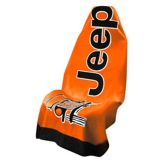 Seat Armour® - Towel 2 Go Orange Seat Cover with Jeep Wrangler Logo