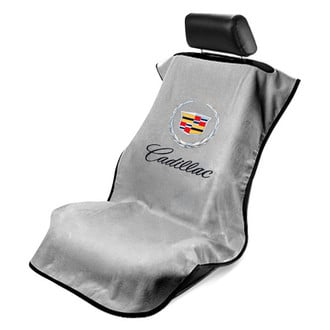 Seat Armour® - Gray Towel Seat Cover with Cadillac Logo