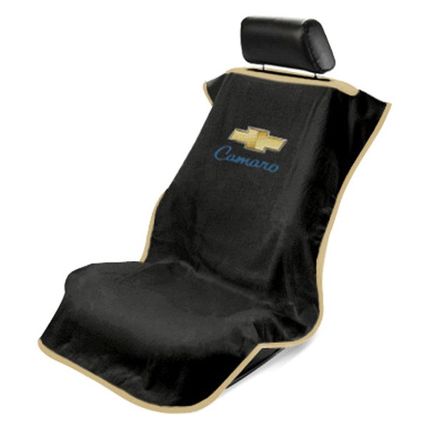  Seat Armour® - Black Towel Seat Cover with Old Style Camaro Logo