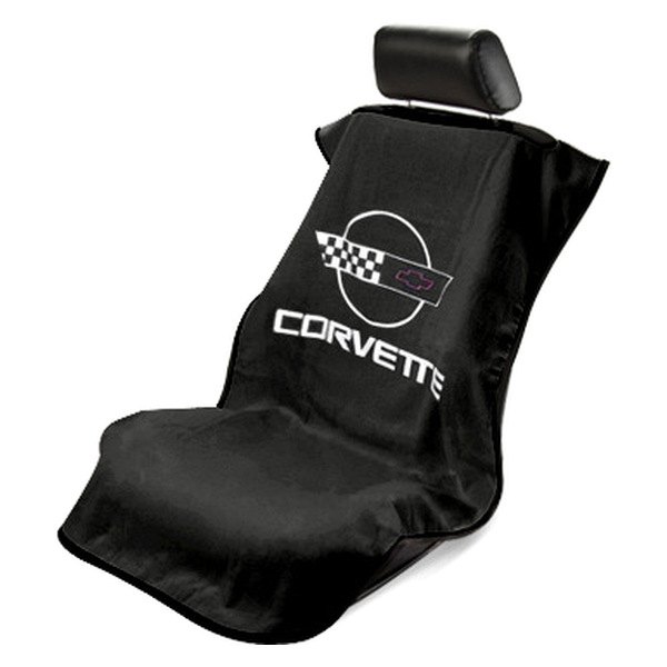  Seat Armour® - Black Towel Seat Cover with Old Style Corvette Logo