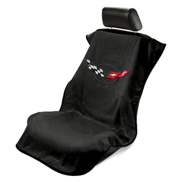  Seat Armour® - Black Towel Seat Cover with New Style Corvette Logo
