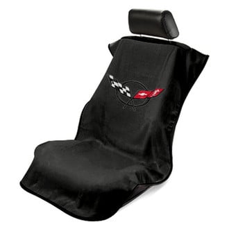Seat Armour® - Black Towel Seat Cover with New Style Corvette Logo