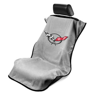 Seat Armour® - Gray Towel Seat Cover with New Style Corvette Logo