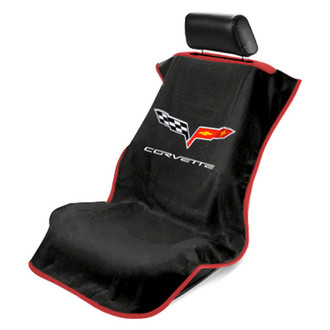 Seat Armour® - Black Towel Seat Cover with Corvette C6 Logo