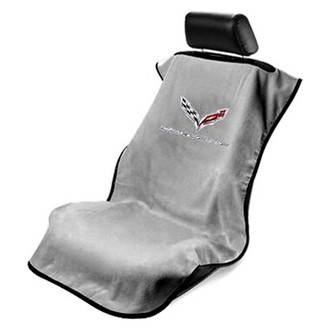 Seat Armour® - Gray Towel Seat Cover with Corvette C7 Logo