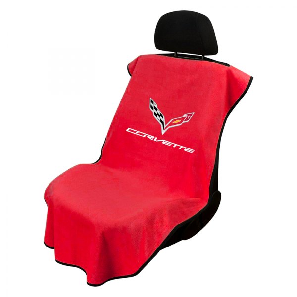  Seat Armour® - Adrenaline Red Towel Seat Cover with Corvette C7 Logo