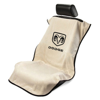 Seat Armour® - Tan Towel Seat Cover with Old Style Dodge Logo